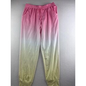 Jenni Intimates Pink Yellow Ombre Jogger Pants Women's M NWT Drawstring Comfy
